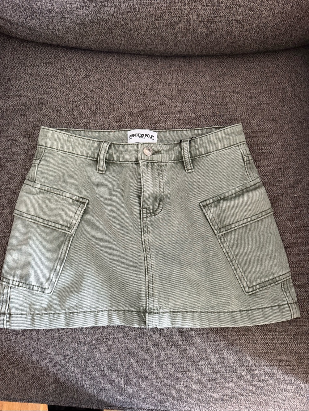 Princess Polly Green Cargo Denim Mini Skirt